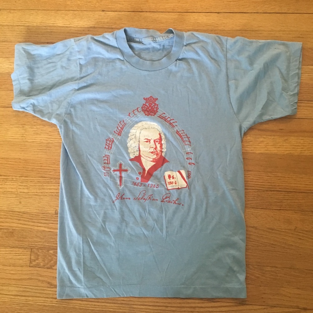 80s pastel blue bach music tee